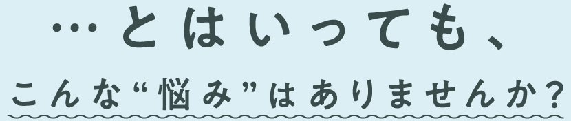 ・・・とはいっても、こんな“悩み”はありませんか？